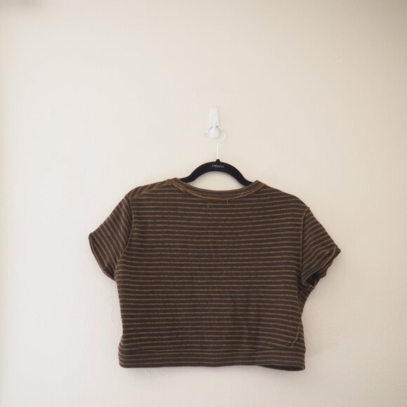 * We The Free People Sabrina Army Combo Stripe Short Sleeve Shirt sz S - Picture 7 of 7